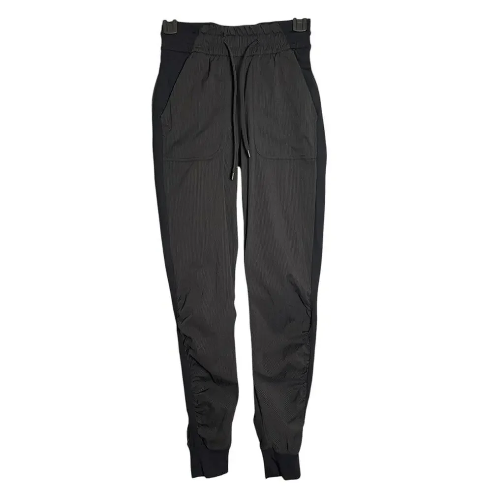 Lululemon High Rise Travel Joggers Size 2 Black Swift Woven Pull On Pants